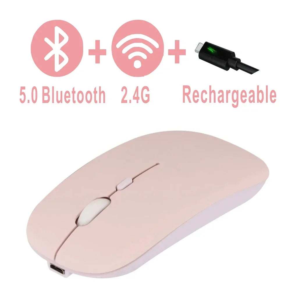 Computer Wireless USB Mouse Bluetooth   Rechargeable Dual Mode 5.0  with Office Gamer Desktop Mouse for PC Laptop