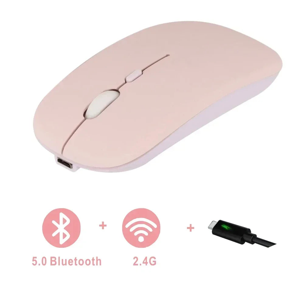 Computer Wireless USB Mouse Bluetooth   Rechargeable Dual Mode 5.0  with Office Gamer Desktop Mouse for PC Laptop