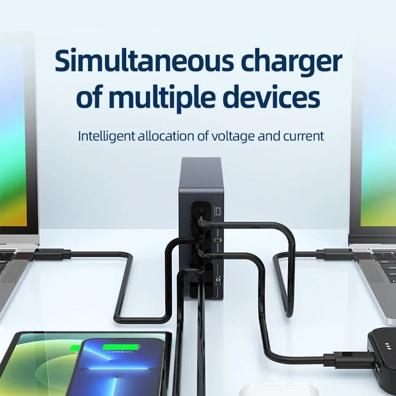 AU/BR/EU/KR/US/UK Plug Multi Port Socket Adapter 6 Port GaN Charger USB C For Smartphone Tablet Laptop 100W PPS Quick Charging