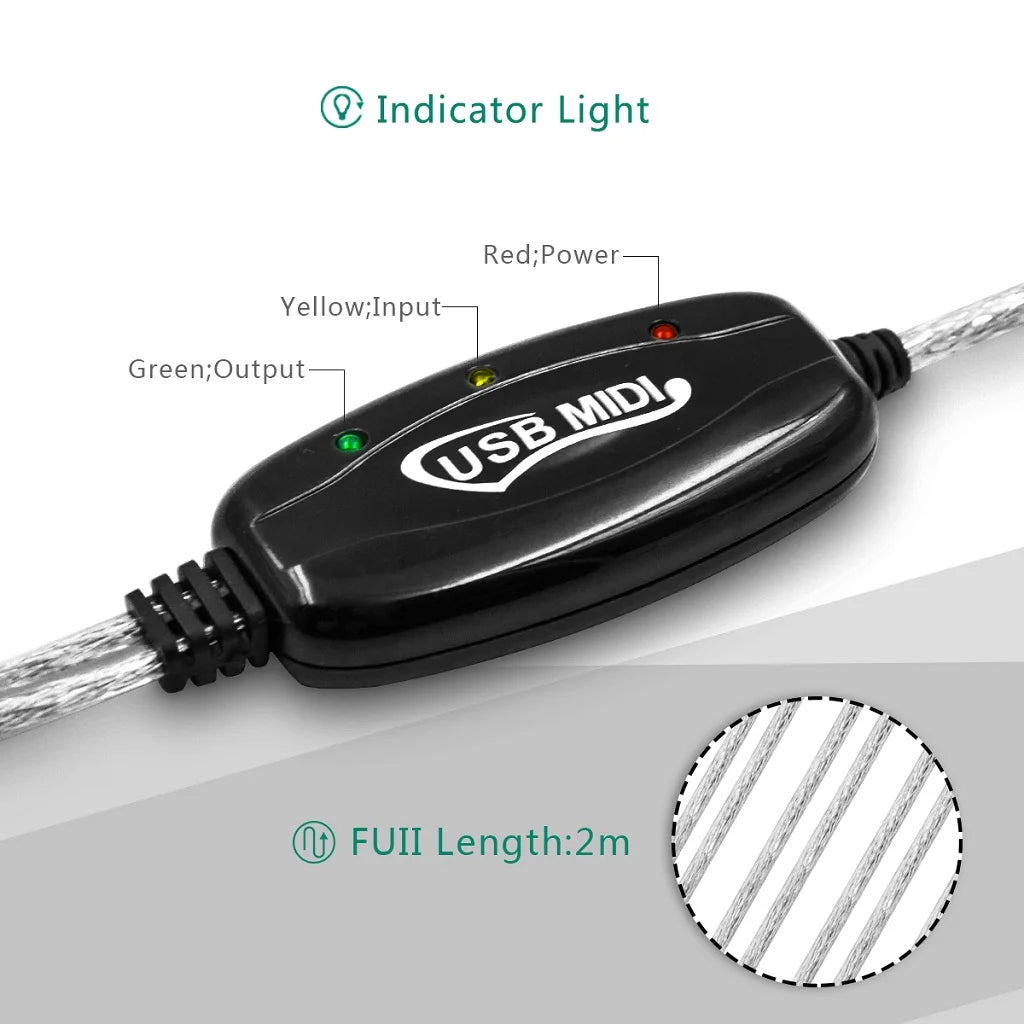 NEW Audio Cable Keyboard to PC USB MIDI Cable Converter PC to Music Keyboard Cord USB IN-OUT MIDI Interface Adapter Accessories