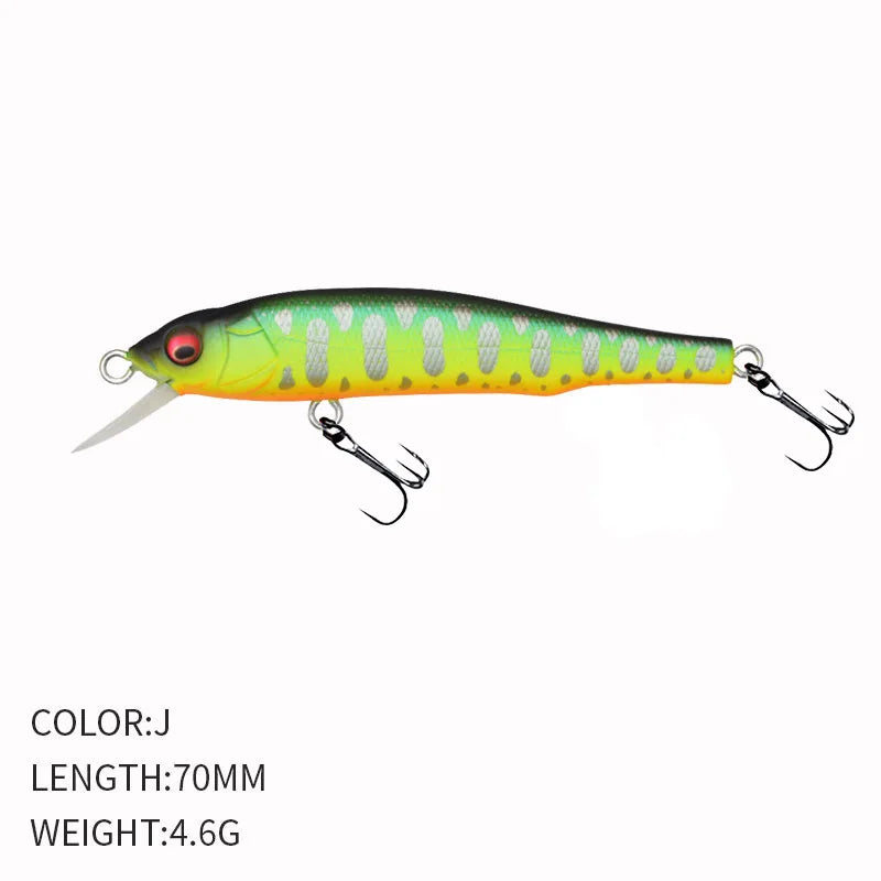 1PCS 70mm 5g Fishing Lure Minnow Hard Bait with 2 Fishing Hooks Crankbait Iscas Artificial Fishing Tackle Lure 3D Eyes