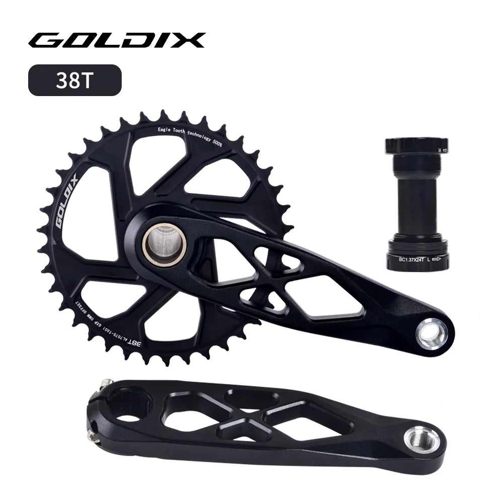 GOLDIX Mountain Bicycle BSA 24mm Crankset 165 170 175mm R-SPEC Trail Hollow Bike Crank Spindle DH AM XC for Shimano SRAM