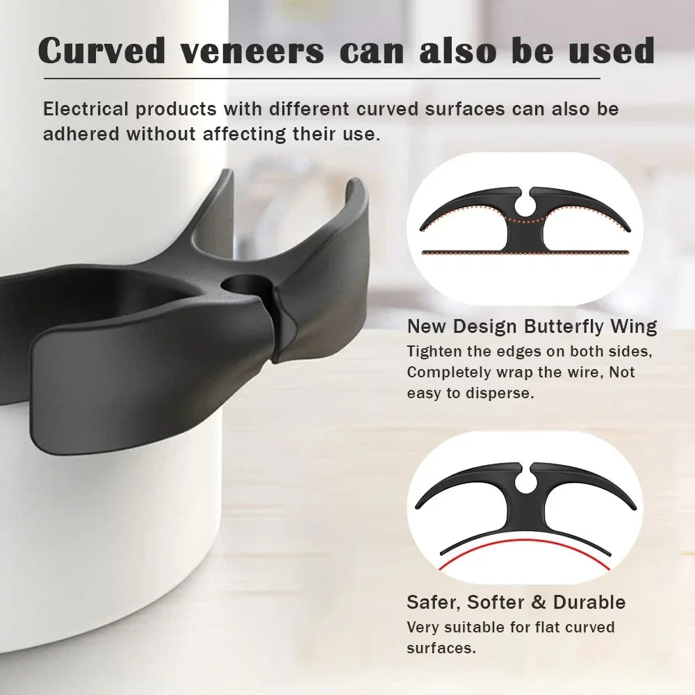Cabinet Door & Countertop Cord Organizer | Heavy-Duty Adhesive Wire Plug Holder for Microwave Rice Cooker Appliance Storage
