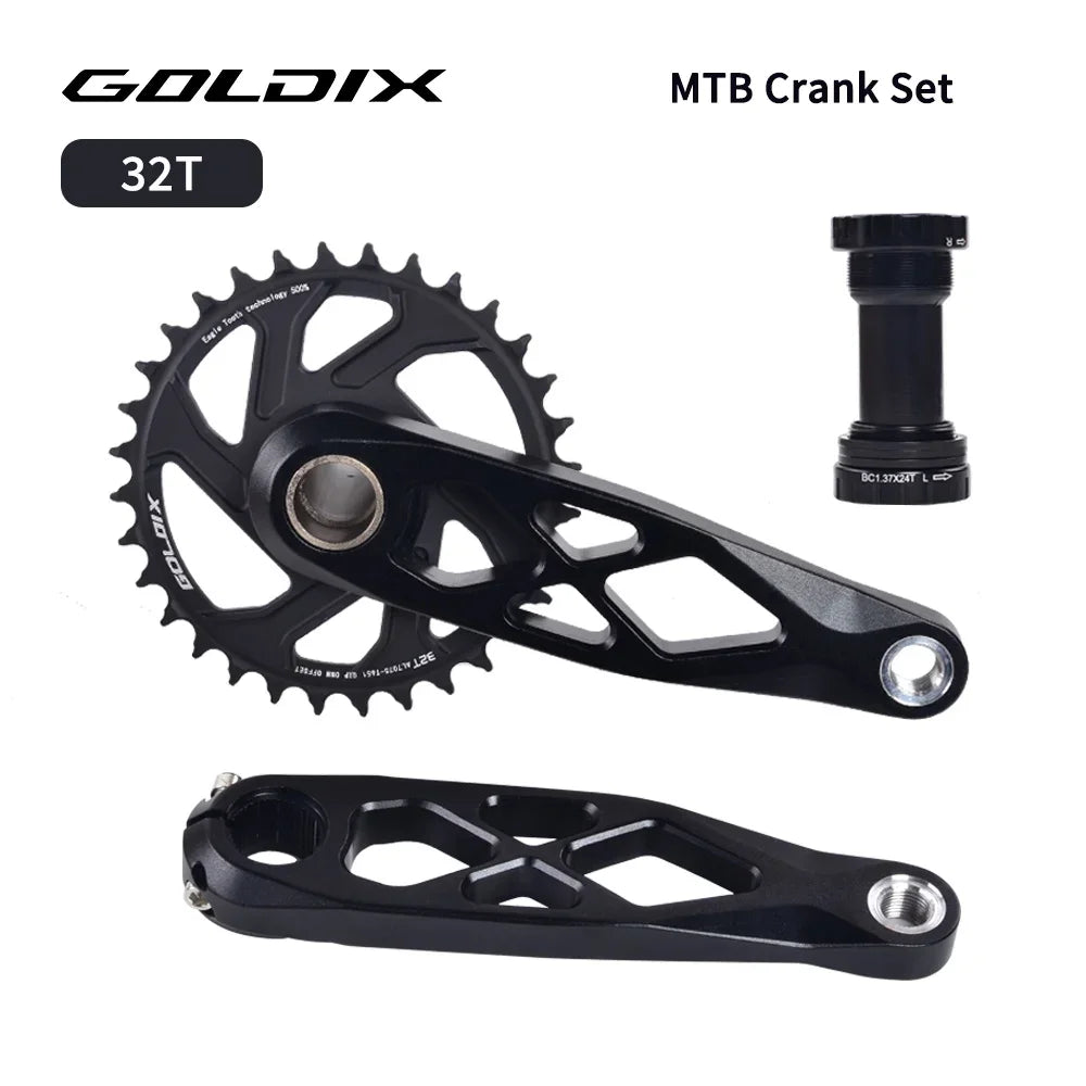 GOLDIX Mountain Bicycle BSA 24mm Crankset 165 170 175mm R-SPEC Trail Hollow Bike Crank Spindle DH AM XC for Shimano SRAM