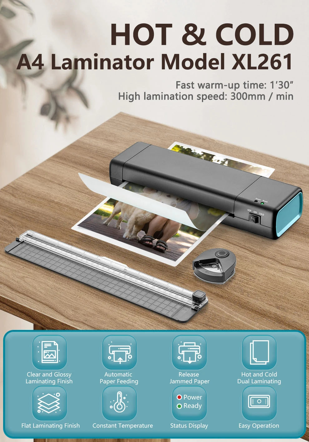 New Plastic Sealer with 10 Sheets Laminating Film, 9 Inch Hot and Cold Laminator, Hot and Cold Laminator for Home School Office