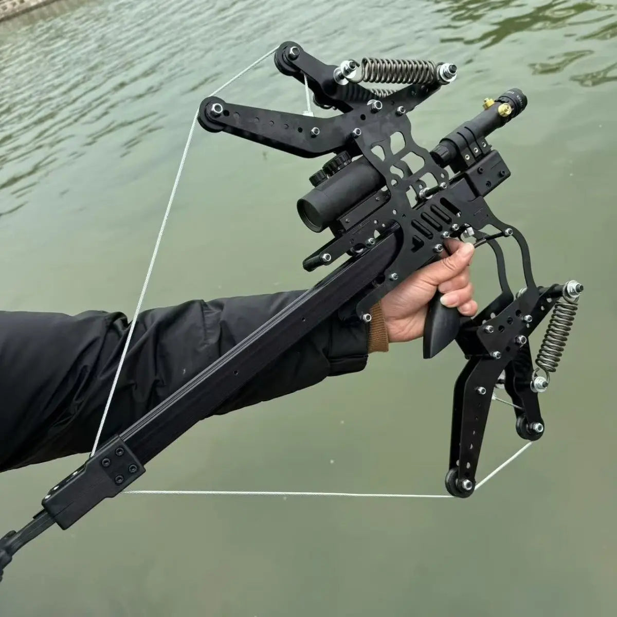 Telescopic Metal Composite Bow Steel Ball Slingshot for Hunting Kit Outdoor Strong Precision Shooting Rubber Band Laser