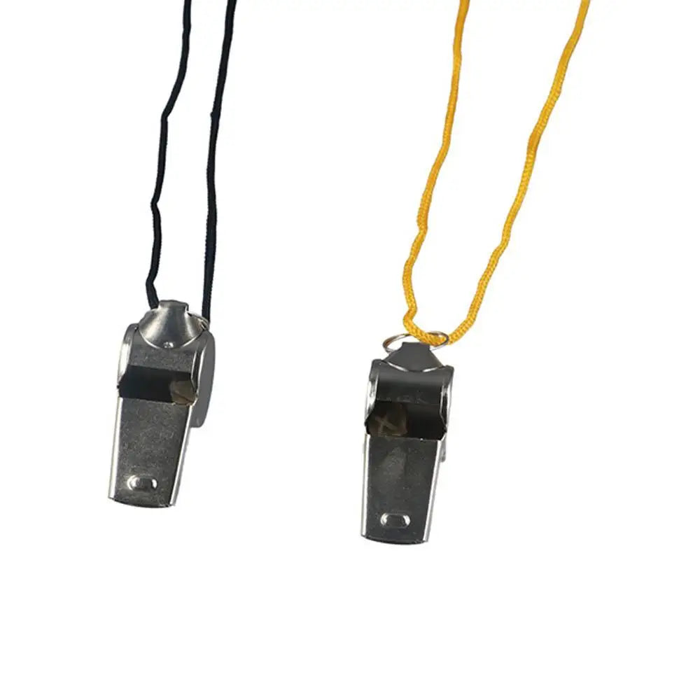Team Sport Loud Metal Whistle With Rope Strong Stainless Steel Whistles Professional Portable Referee Whistles Training