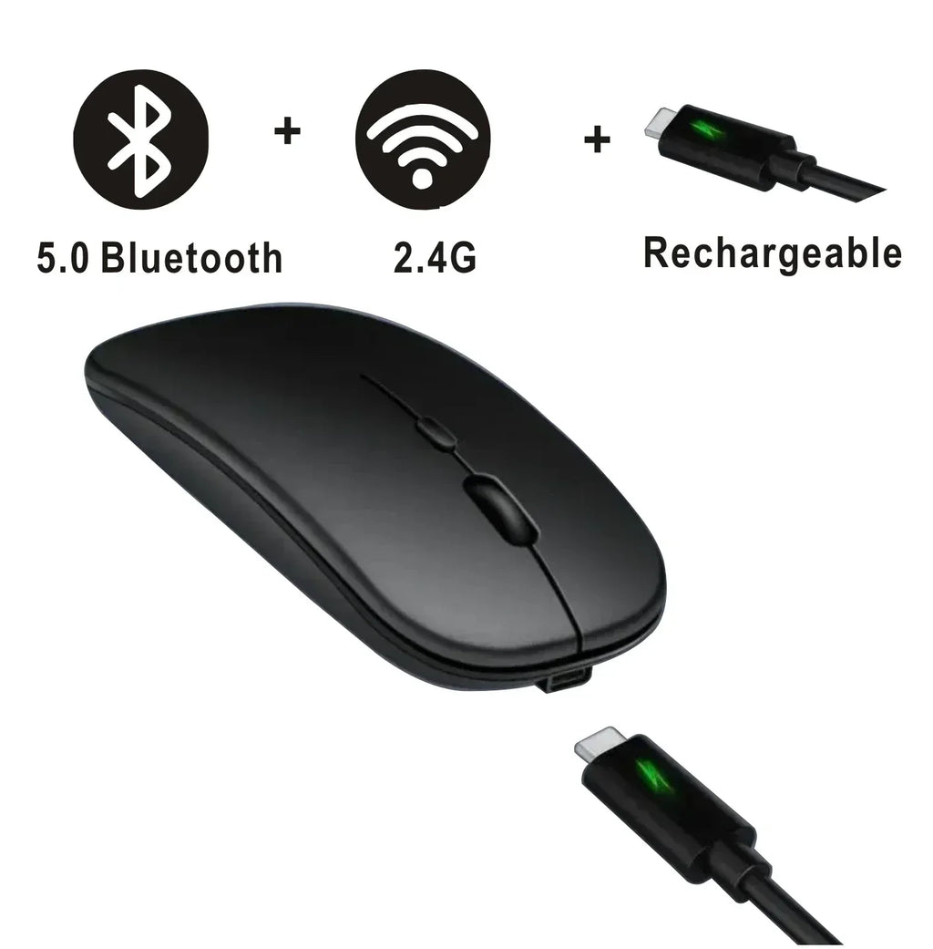 Computer Wireless USB Mouse Bluetooth   Rechargeable Dual Mode 5.0  with Office Gamer Desktop Mouse for PC Laptop