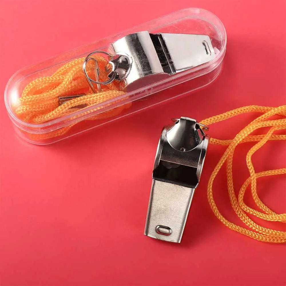 Team Sport Loud Metal Whistle With Rope Strong Stainless Steel Whistles Professional Portable Referee Whistles Training