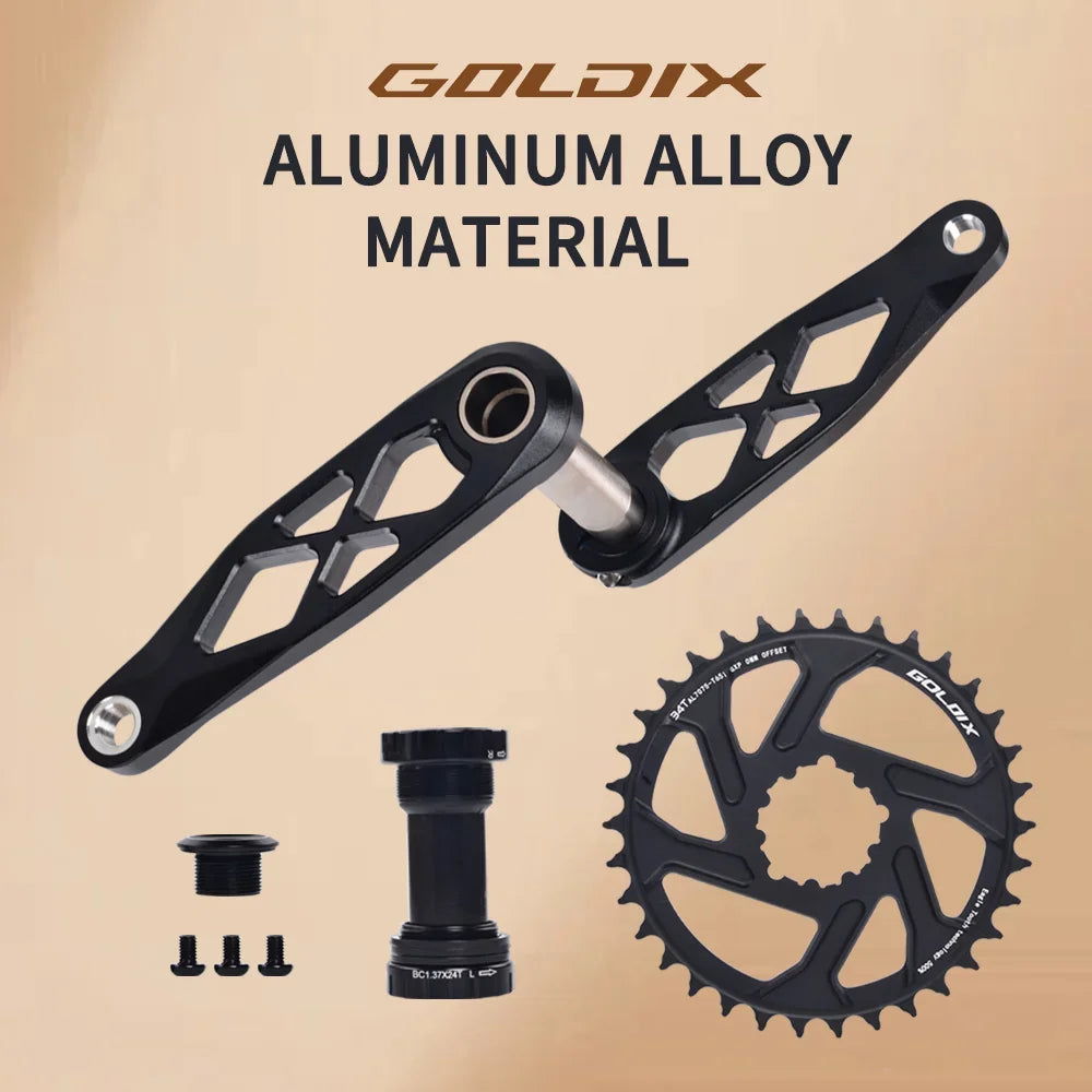 GOLDIX Mountain Bicycle BSA 24mm Crankset 165 170 175mm R-SPEC Trail Hollow Bike Crank Spindle DH AM XC for Shimano SRAM