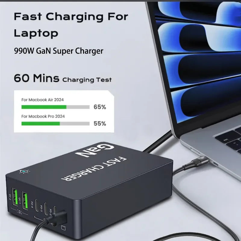 AU/BR/EU/KR/US/UK Plug Multi Port Socket Adapter 6 Port GaN Charger USB C For Smartphone Tablet Laptop 100W PPS Quick Charging