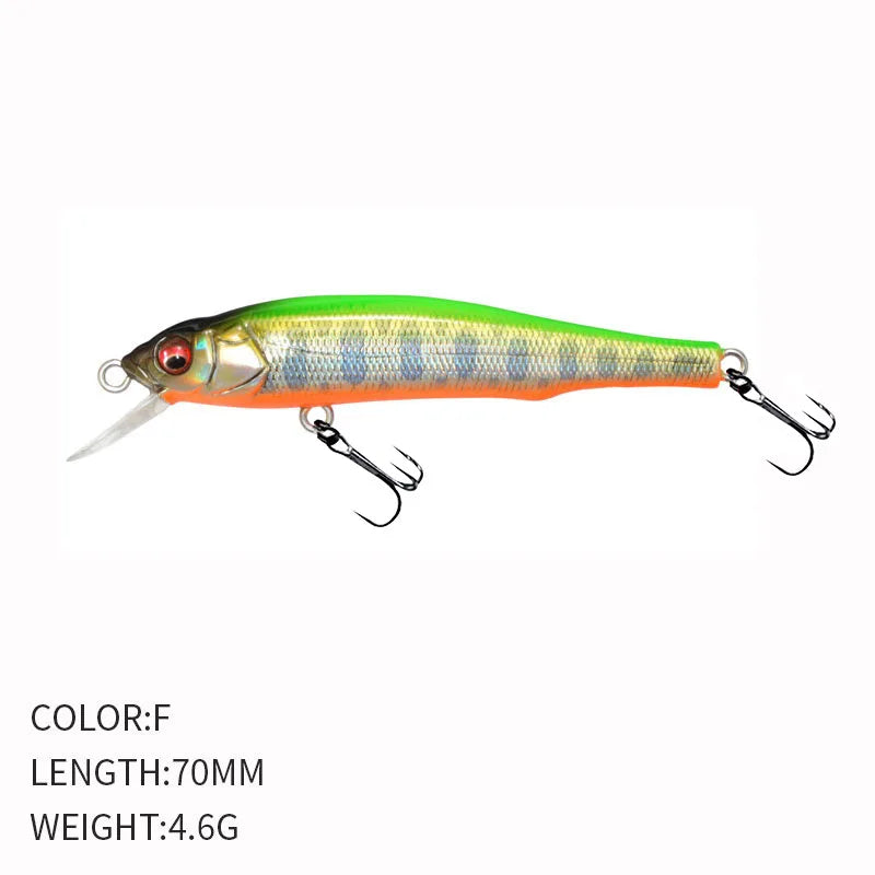 1PCS 70mm 5g Fishing Lure Minnow Hard Bait with 2 Fishing Hooks Crankbait Iscas Artificial Fishing Tackle Lure 3D Eyes
