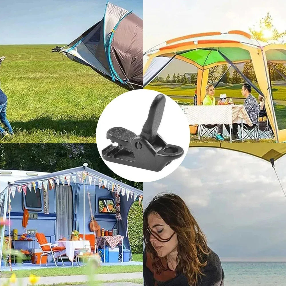 Tent Accessories Tent Cloth Tarp Clips With Carabiner,  Shelter Awning Clamp With Aluminum Alloy Hook, Outdoor Tool Euqipment