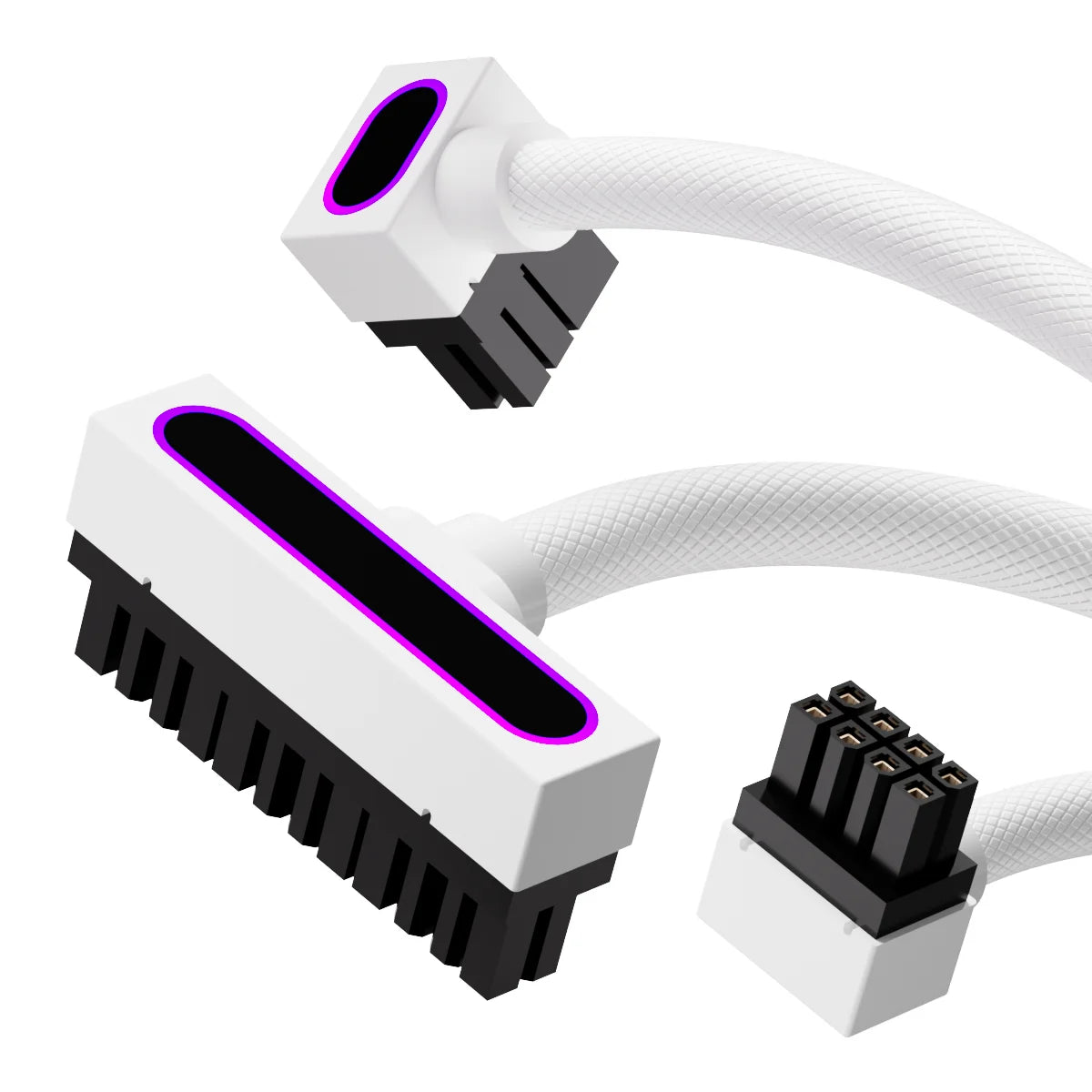 AIJS PC Cable Set, 1pc 24pin 2pcs CPU8pin Extension Cable,18AWG 90° Right-Angle Design, ARGB 5V 3Pin Male-to-Female 30cm