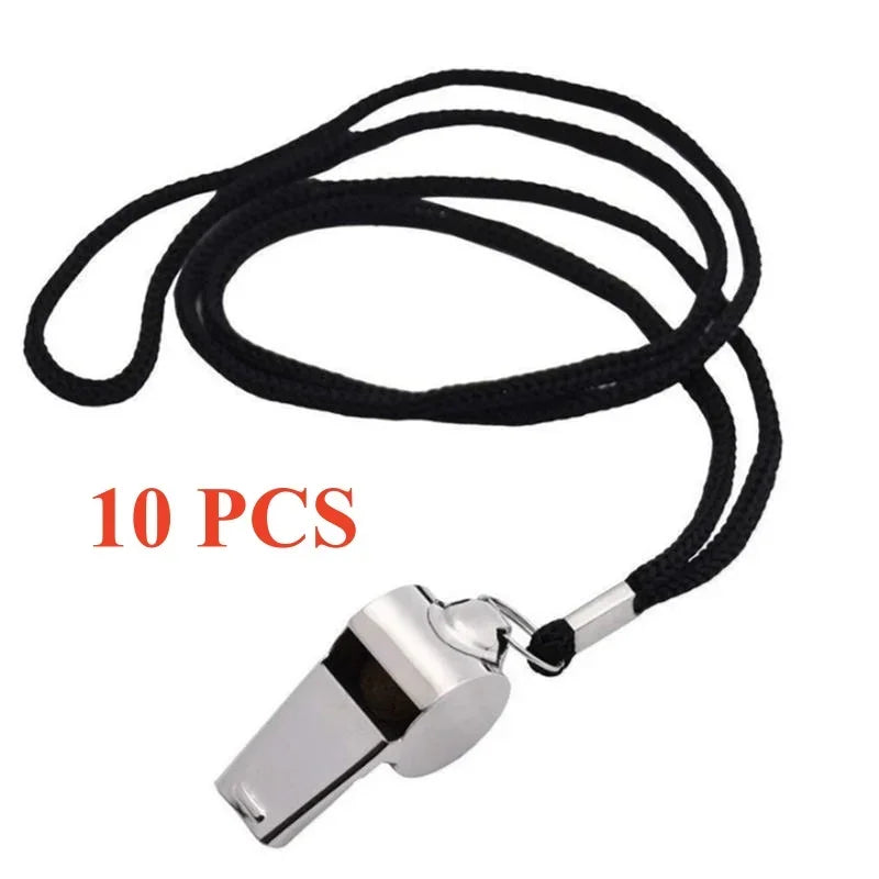 2 Pack Stainless Steel Sports Whistles with Lanyard, Loud Crisp Sound Whistles Great for Coaches, Referees, and Officials