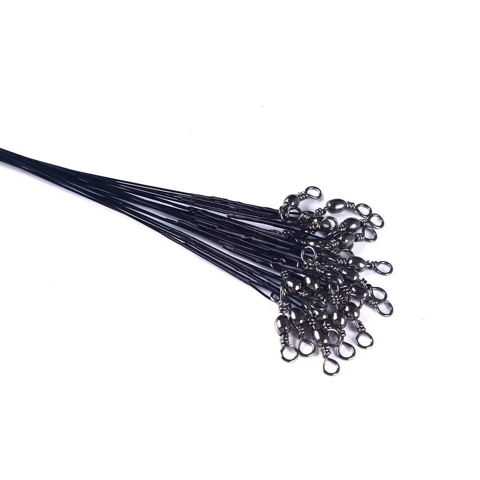 Anti Bite Steel Fishing Line Steel Wire Leader With Swivel Fishing Accessory Lead Core Leash Fishing Wire 15cm 20cm  30cm