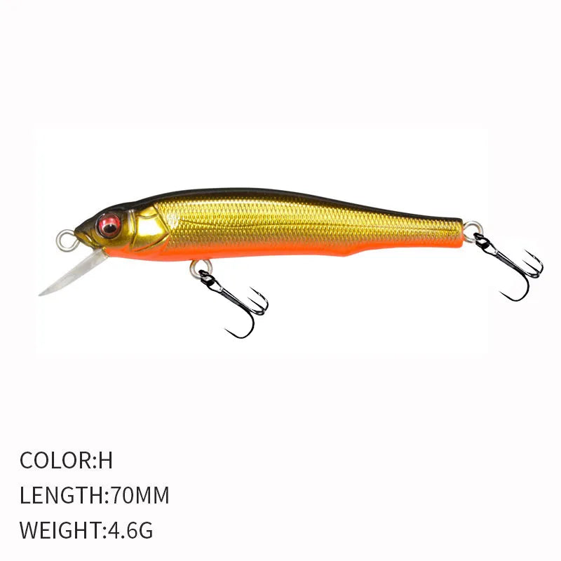 1PCS 70mm 5g Fishing Lure Minnow Hard Bait with 2 Fishing Hooks Crankbait Iscas Artificial Fishing Tackle Lure 3D Eyes