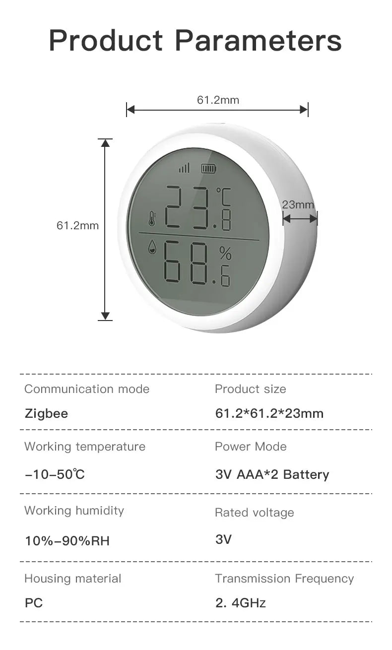 Tuya ZigBee Temperature and Humidity Sensor With LCD Smart life APP Google Alexa Voice Control Support Multi-mode Gateway Option