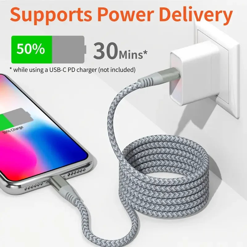 1PC 2PCS MFi Certified Fast Cable durable Nylon Braided Cord USB C to Lightning Cable Fast Charging Data for iPhone 14 13 12 11
