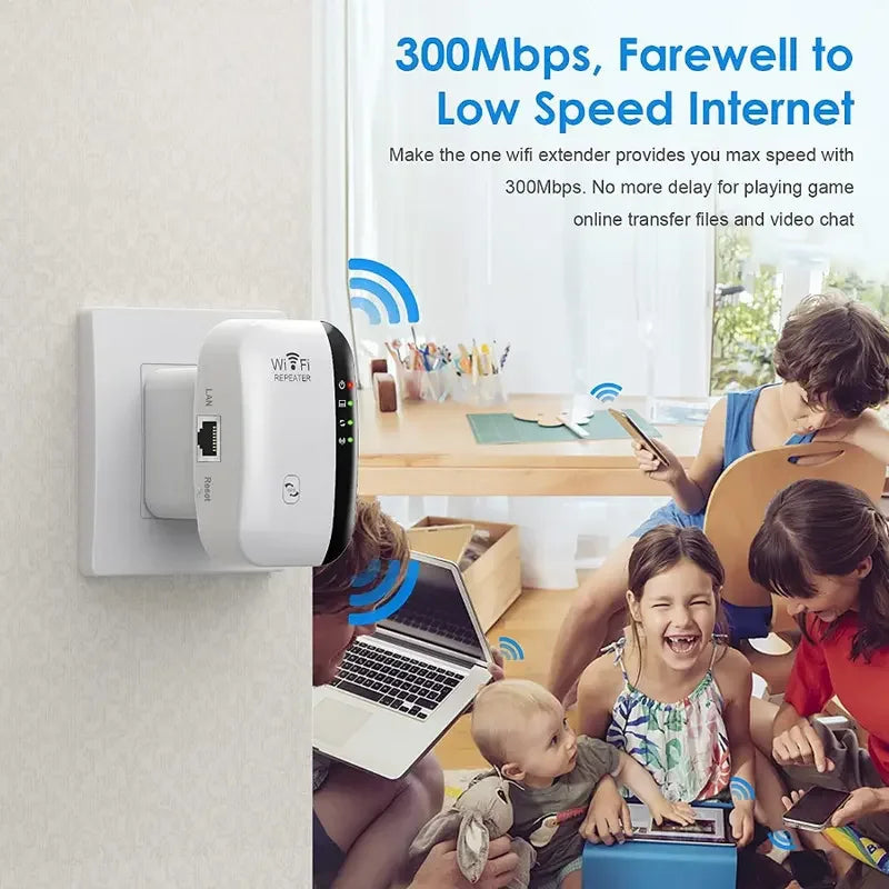 Wireless WiFi Range Extender 300M Signal Booster Repeater Network Amplifier Compatible with Most Routers EU US Plug