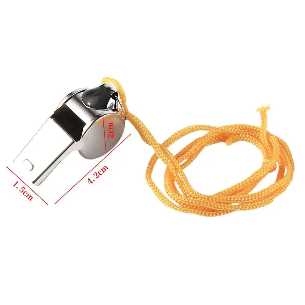 Team Sport Loud Metal Whistle With Rope Strong Stainless Steel Whistles Professional Portable Referee Whistles Training