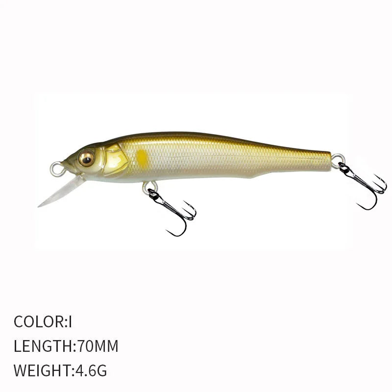1PCS 70mm 5g Fishing Lure Minnow Hard Bait with 2 Fishing Hooks Crankbait Iscas Artificial Fishing Tackle Lure 3D Eyes