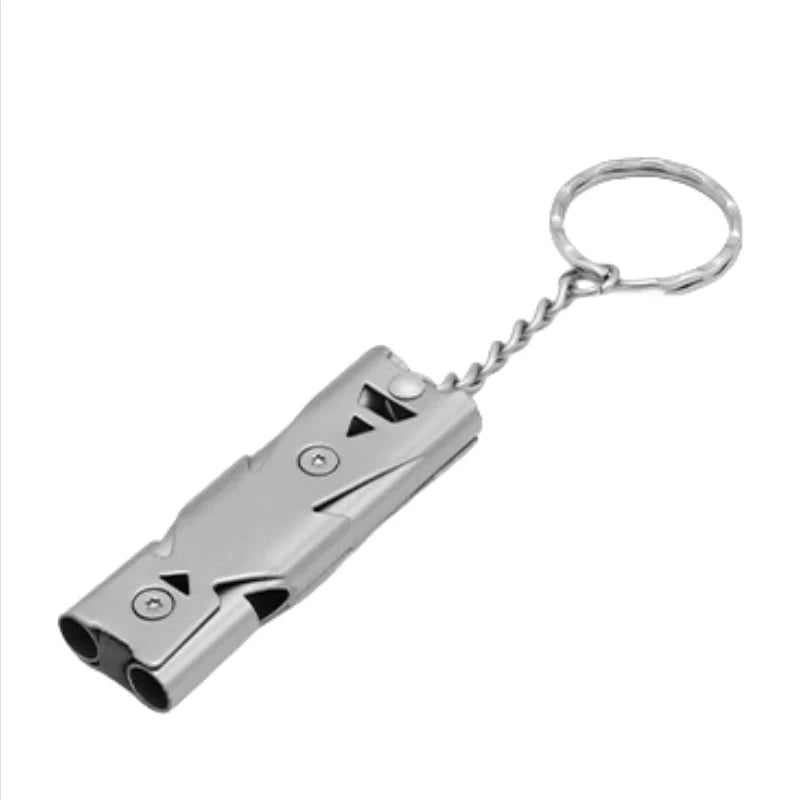 Double Tube Explosive Whistle Outdoor Distress Whistle Stainless Steel High-frequency Earthquake Rescue Whistle Survival Whistle