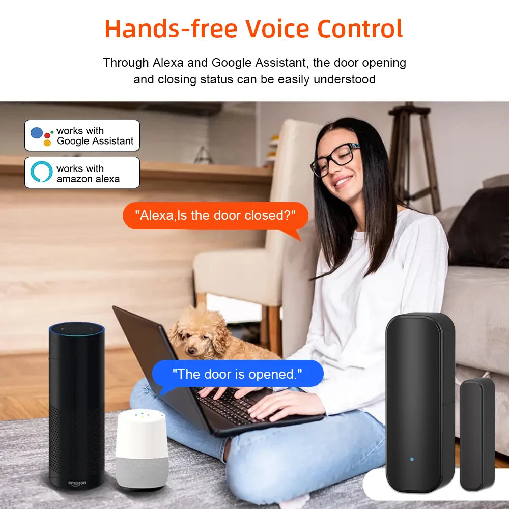 Tuya WiFi or ZigBee Door Window Sensor Smart Home Wireless Door Open Close Detector APP Remote Alarm Work with Alexa Google Home