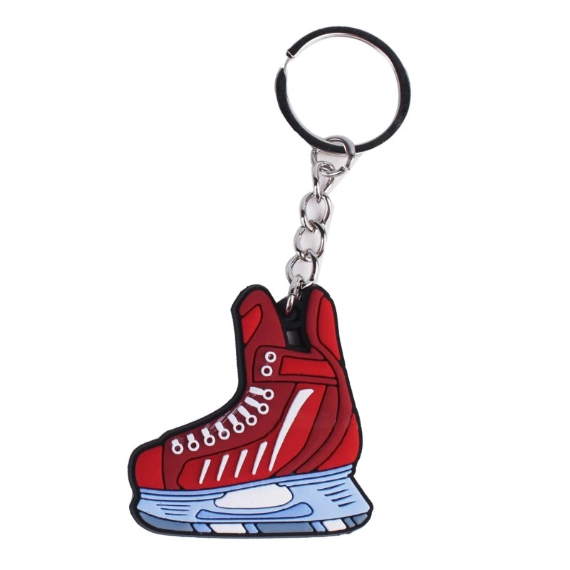 Fashion Cartoon Ice Hockey Pendant Keychain Simple Charm Keychain Simple Bag Pendant Winter Sports Keyring for Men Women