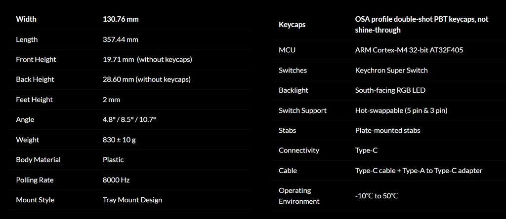 Keychron C1 Pro 8K QMK Wired Custom Mechanical Keyboard TKL Layout Hot-Swappable PBT Keycaps