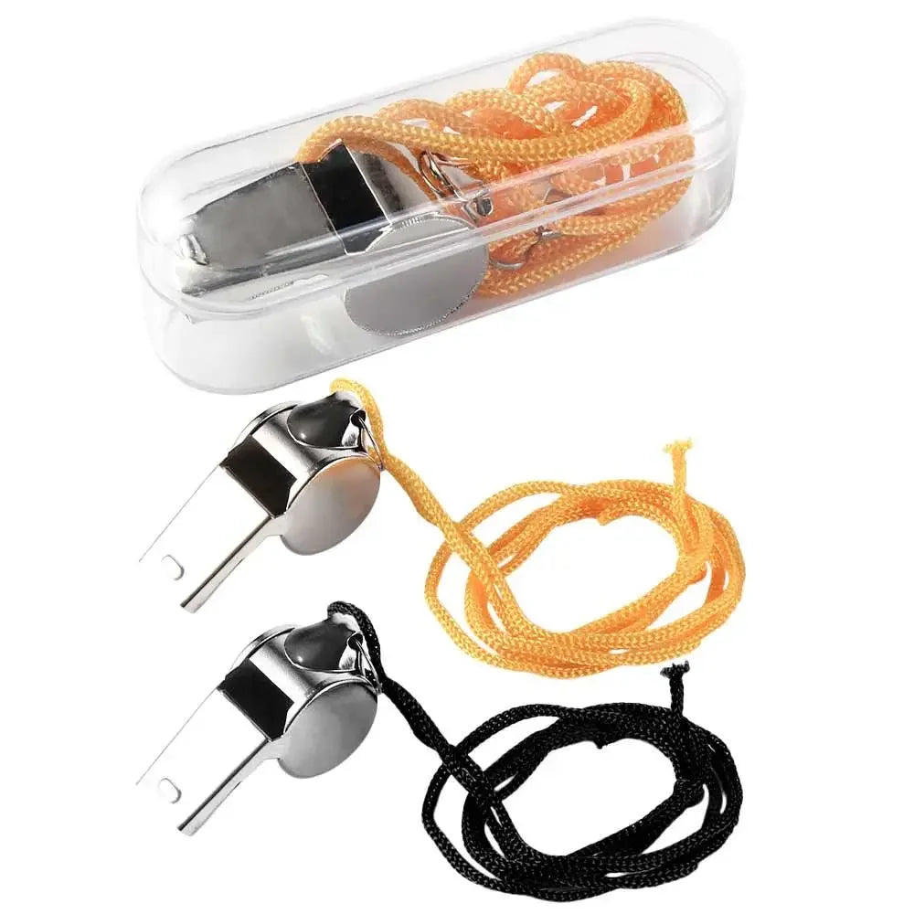 Team Sport Loud Metal Whistle With Rope Strong Stainless Steel Whistles Professional Portable Referee Whistles Training