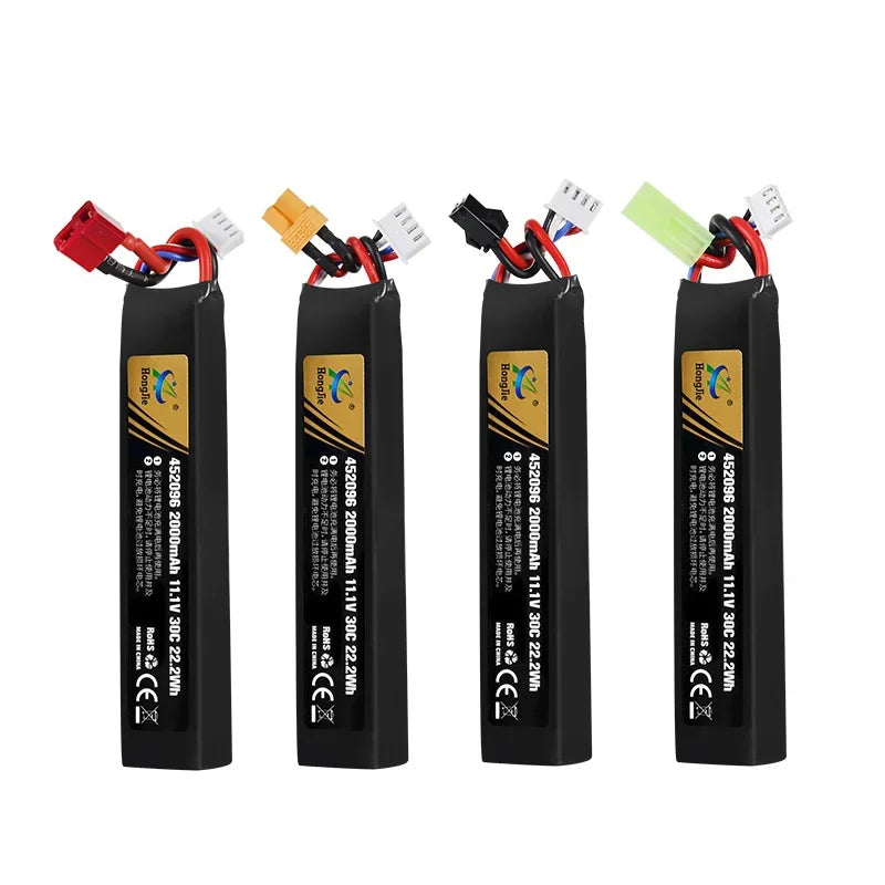 1PCS 11.1V 2000mAh Polymer Lithium Battery 3S 30C 452096 Batteria for Water Gun Airsoft BB Air Pistol Electric Toys Guns Parts