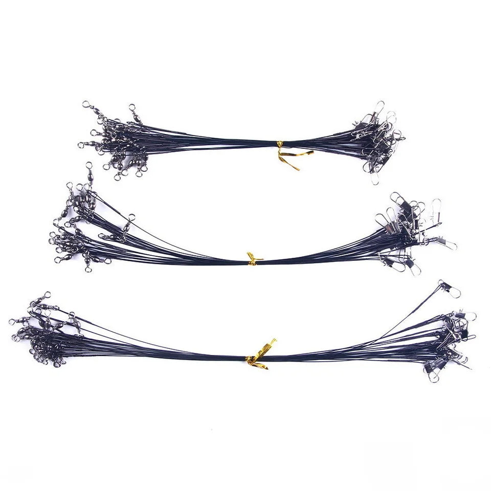 Anti Bite Steel Fishing Line Steel Wire Leader With Swivel Fishing Accessory Lead Core Leash Fishing Wire 15cm 20cm  30cm
