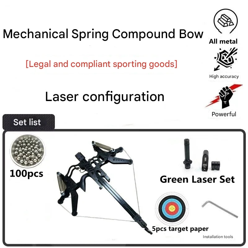Telescopic Metal Composite Bow Steel Ball Slingshot for Hunting Kit Outdoor Strong Precision Shooting Rubber Band Laser