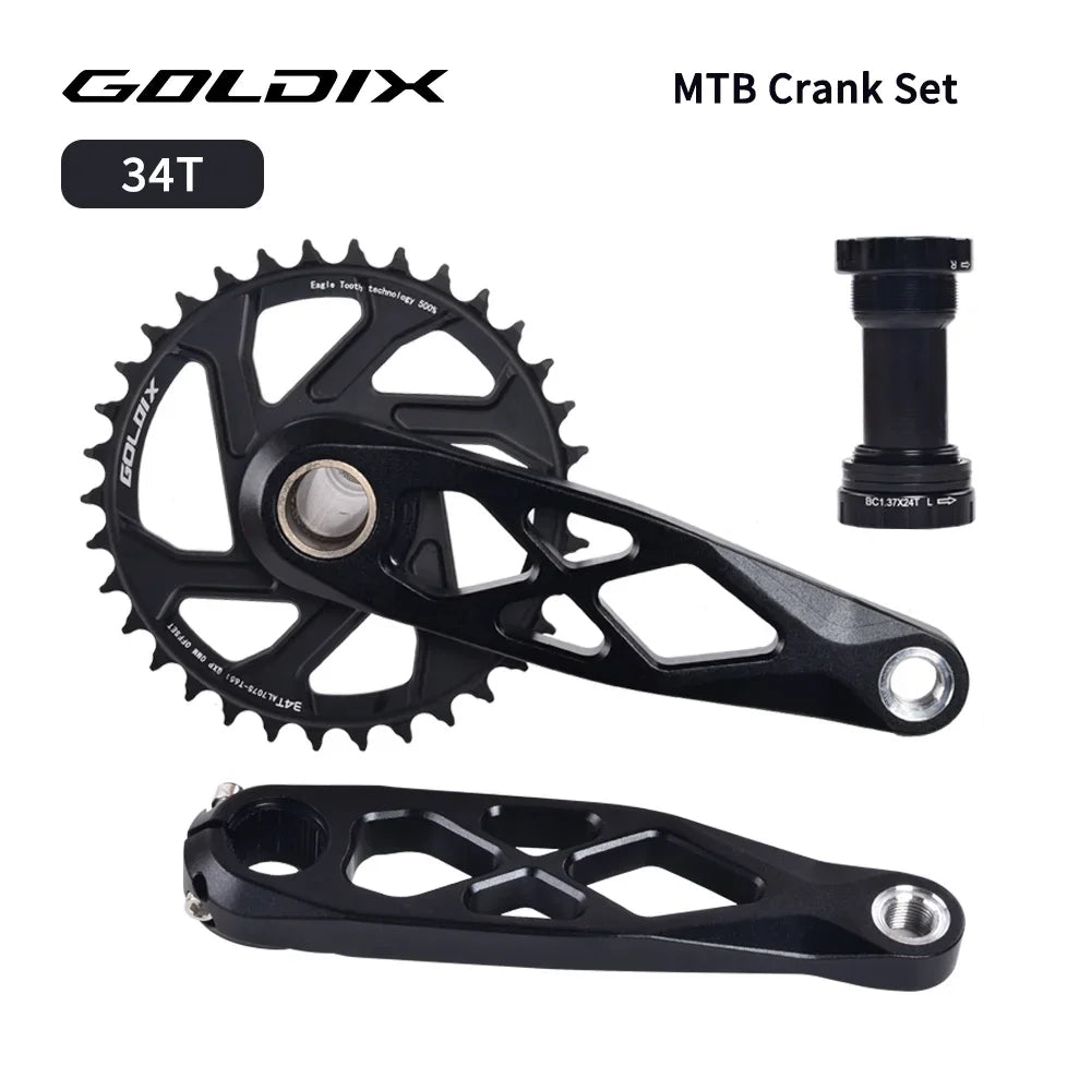GOLDIX Mountain Bicycle BSA 24mm Crankset 165 170 175mm R-SPEC Trail Hollow Bike Crank Spindle DH AM XC for Shimano SRAM