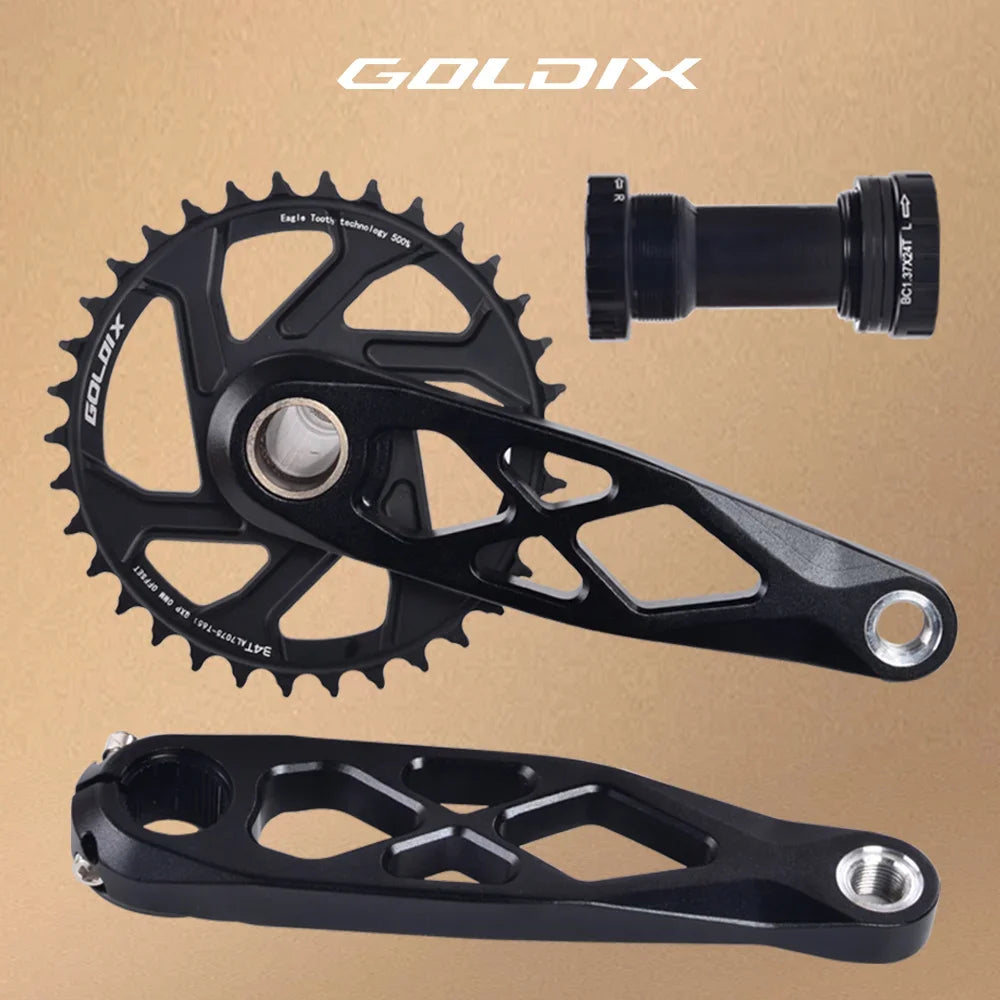 GOLDIX Mountain Bicycle BSA 24mm Crankset 165 170 175mm R-SPEC Trail Hollow Bike Crank Spindle DH AM XC for Shimano SRAM