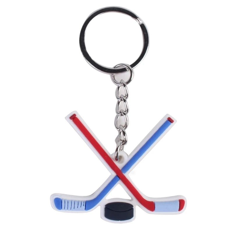 Ice Hockey Sports Pendant Keyring Cartoon Winter Sports Charm Keychain Car Keys Holder Bag Pendant Handbag Accessories