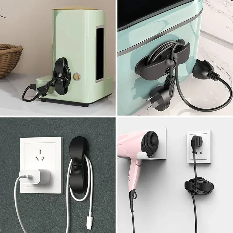 Cabinet Door & Countertop Cord Organizer | Heavy-Duty Adhesive Wire Plug Holder for Microwave Rice Cooker Appliance Storage