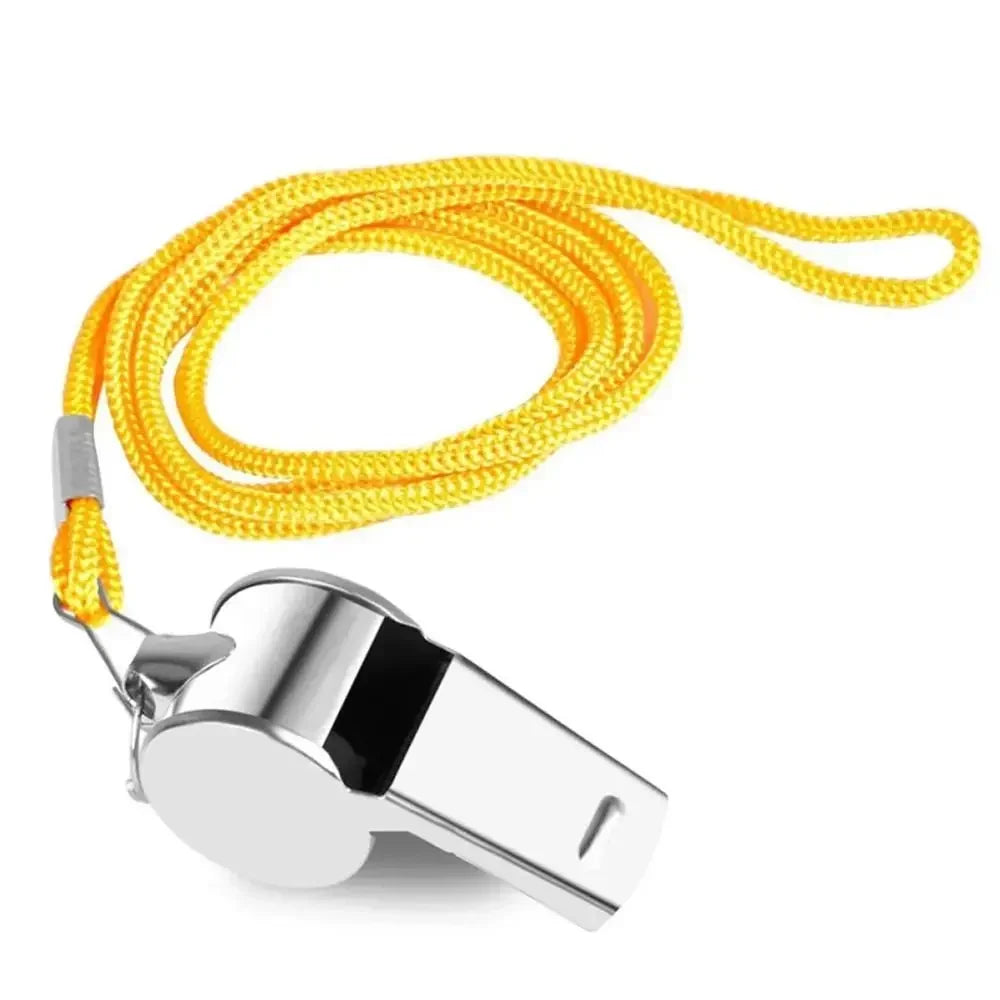 Team Sport Loud Metal Whistle With Rope Strong Stainless Steel Whistles Professional Portable Referee Whistles Training