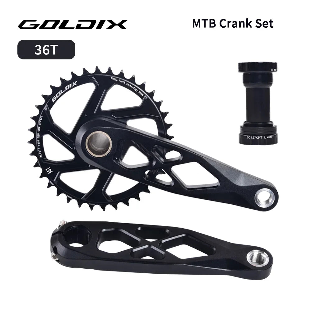 GOLDIX Mountain Bicycle BSA 24mm Crankset 165 170 175mm R-SPEC Trail Hollow Bike Crank Spindle DH AM XC for Shimano SRAM