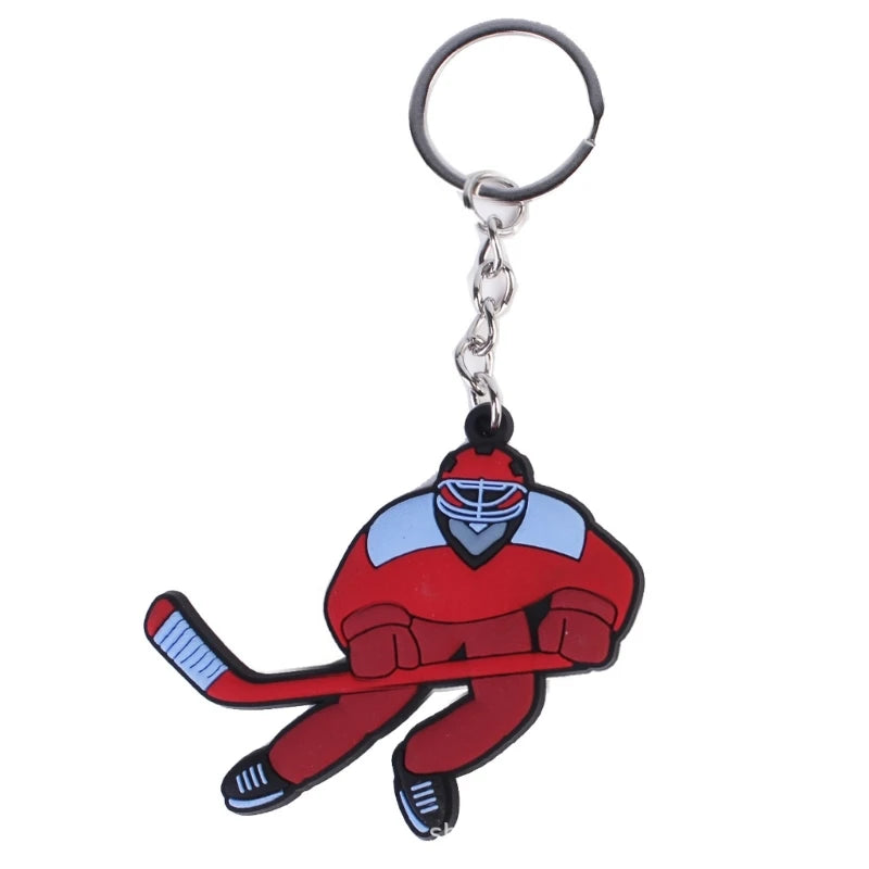 Fashion Cartoon Ice Hockey Pendant Keychain Simple Charm Keychain Simple Bag Pendant Winter Sports Keyring for Men Women
