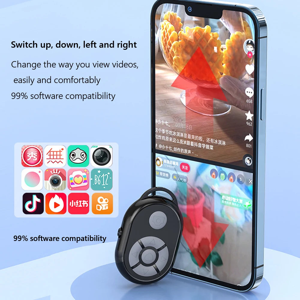 Remote Control Page Turner Bluetooth Smart Phone Screen Auto Clicker for Gaming Live 10m Camera Shutter Video Remote For tiktok