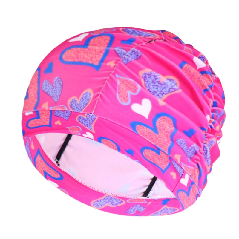Swimming Hat Women Unisex Girls Long Hair Bathing Cap Swimming Cap Stretch Drape Free Size Swim Pool Sport Elastic Nylon Turban
