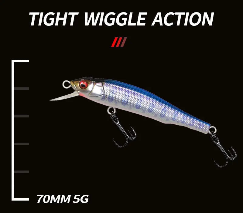 1PCS 70mm 5g Fishing Lure Minnow Hard Bait with 2 Fishing Hooks Crankbait Iscas Artificial Fishing Tackle Lure 3D Eyes