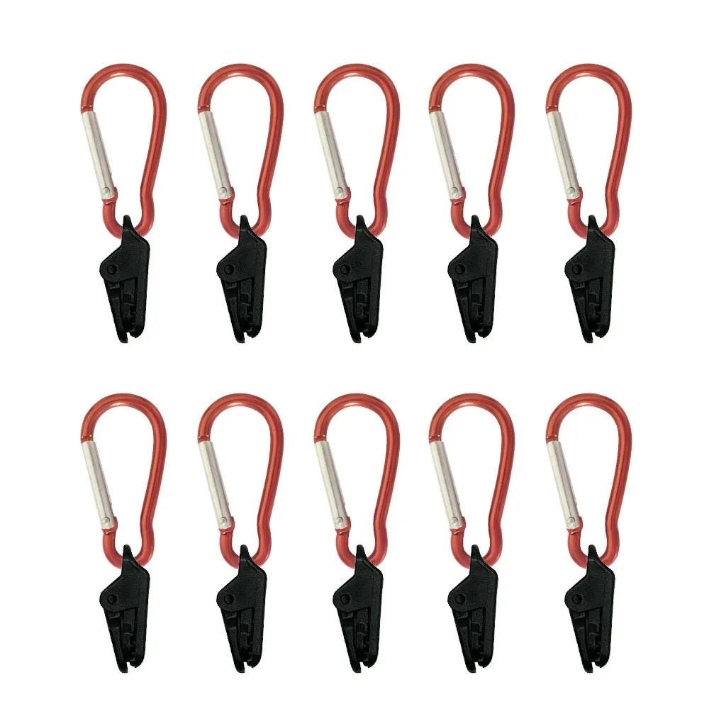 Tent Accessories Tent Cloth Tarp Clips With Carabiner,  Shelter Awning Clamp With Aluminum Alloy Hook, Outdoor Tool Euqipment