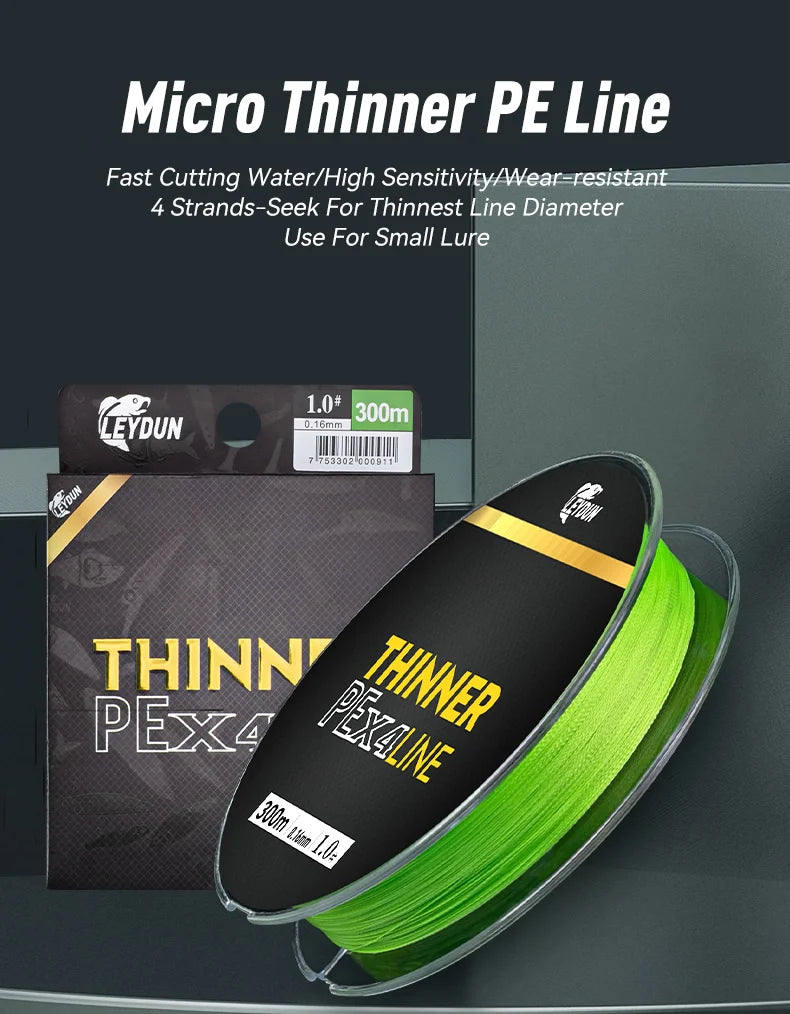 LEYDUN Micro THINNER Fishing Lines 100m 150m 300m 4 Strands Braided PE Japan Monofilament Fishing Line Set Carp Fly Fishing Wire