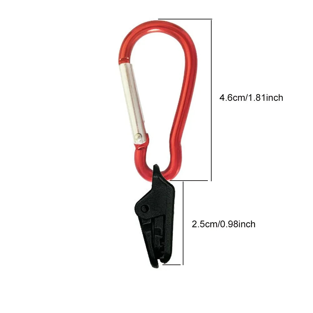 Tent Accessories Tent Cloth Tarp Clips With Carabiner,  Shelter Awning Clamp With Aluminum Alloy Hook, Outdoor Tool Euqipment