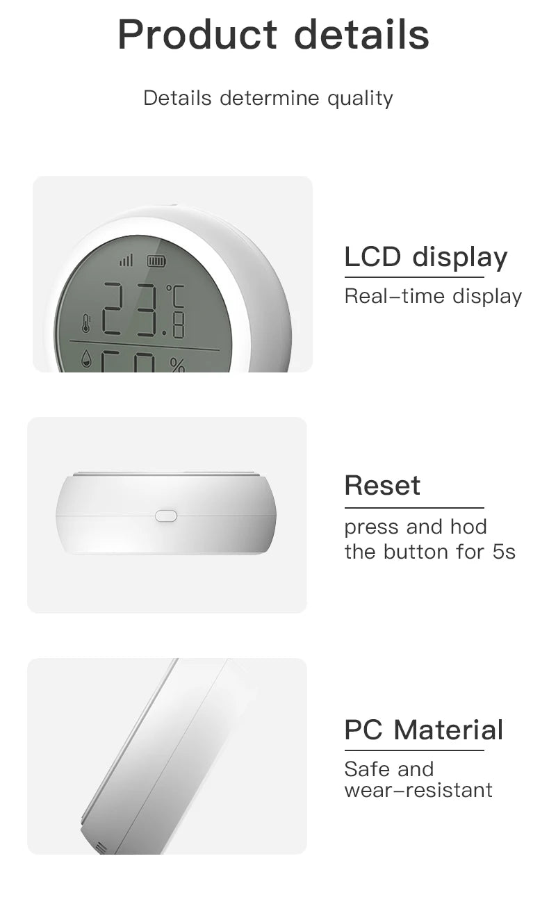 Tuya ZigBee Temperature and Humidity Sensor With LCD Smart life APP Google Alexa Voice Control Support Multi-mode Gateway Option