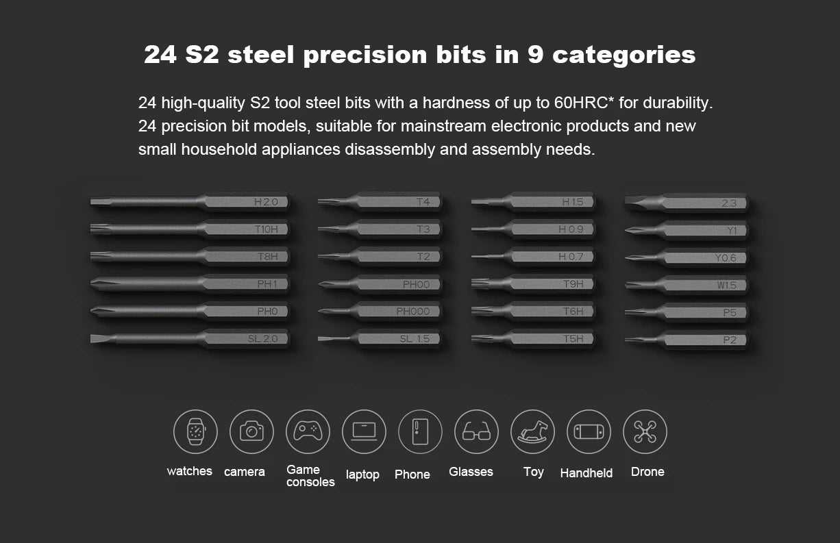 Mijia Electric Precision Screwdriver Magnetic Kit with 24 PCS Screw Heads Power Tools Sets for Smart Home PC Phone Repair