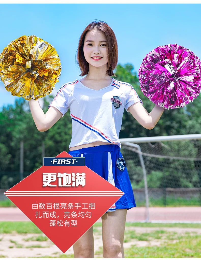 Colorful Cheerleading Pom Poms Girls Kids Finger Cheer Balls Gold Silver Purple Blue Red Green Dance Cheerleading Accessories